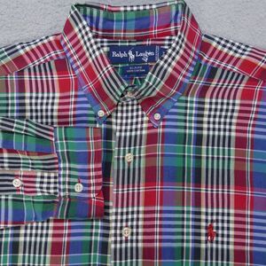 Polo Ralph Lauren Blair Shirt Mens XL Red Green Plaid Button Down Long Sleeve